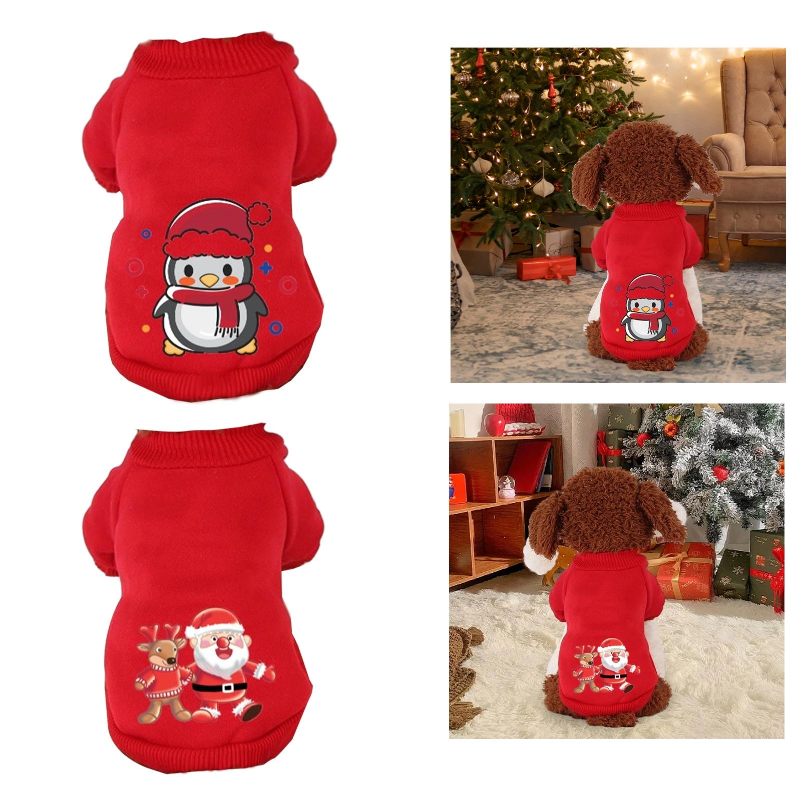 Christmas Puppy Dog Hoodie Pet Clothes Cat Puppy Outfits for Small Dogs Cats