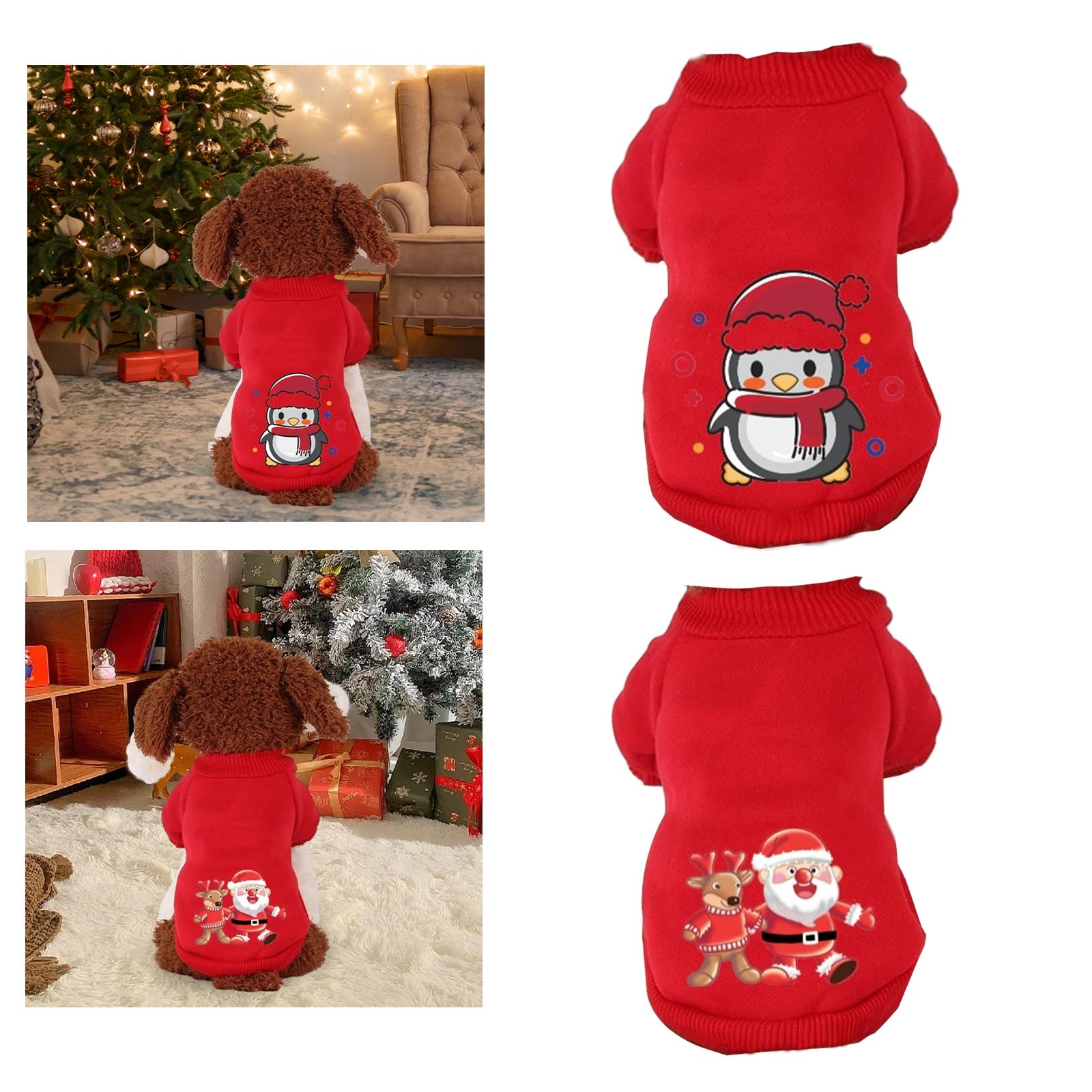 Christmas Puppy Dog Hoodie Pet Clothes Cat Puppy Outfits for Small Dogs Cats